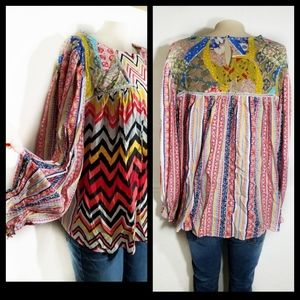 Multi-Color Boho Peasant Blouse